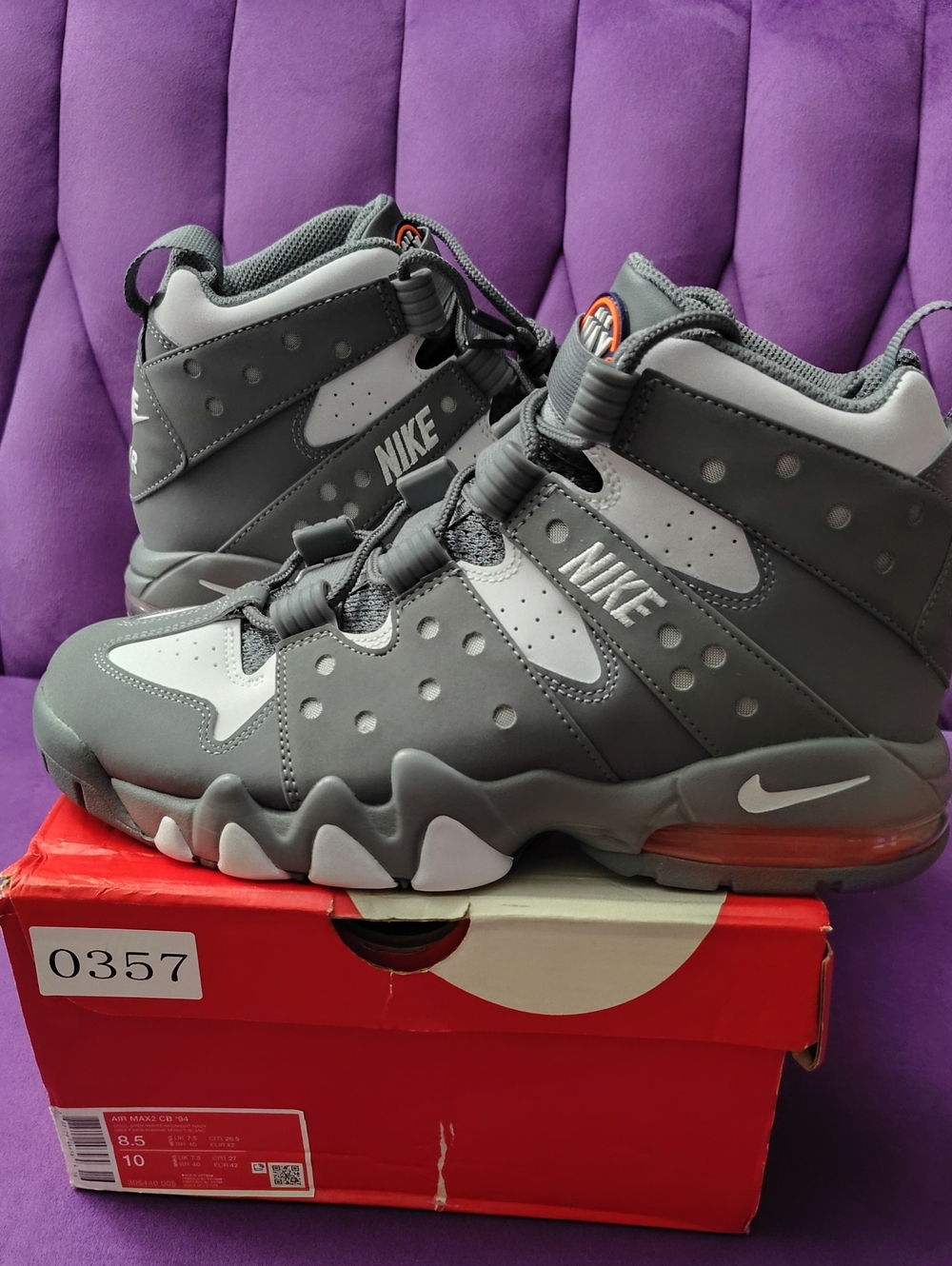 Nike Air Max2 Charles Barkley 94 Gray and White High-Top Sneakers